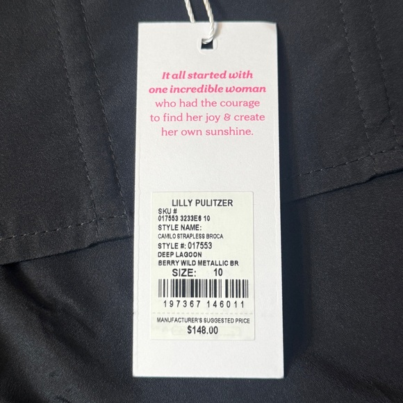 NWT Lilly Pulitzer Camilo Strapless Brocade Top in Green and Blue, Size 10 - Picture 8 of 10